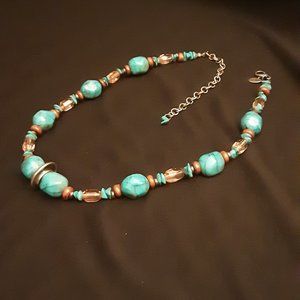 Stone and Faux  Turquoise Necklace Signed Chico's